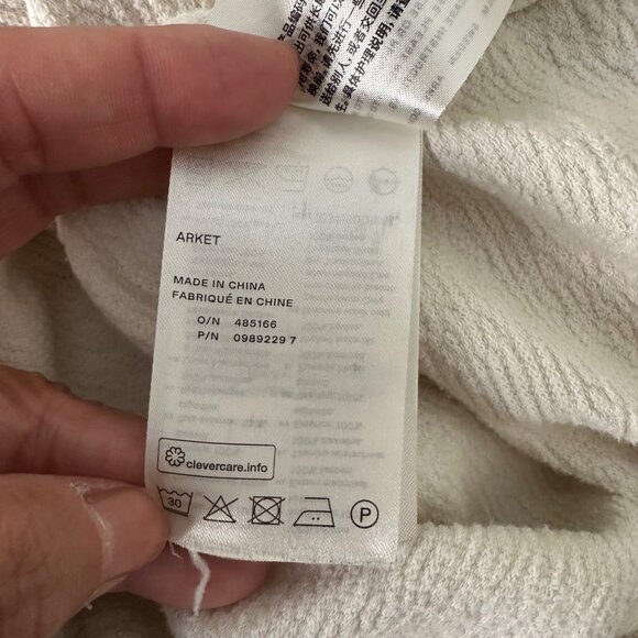 Arket Textured Casual Button Down Shirt Short Sleeve Cotton Ivory Sz XL - Picture 11 of 11